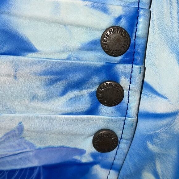 NWT Retrofete Willa Blue Tie Dye Leather Skirt Small - Picture 3 of 13